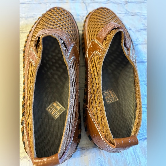 TASOGEN LEATHER BREATHABLE MESH WALKING HONEYCOMB MENS CARMEL LOAFERS - Picture 5 of 9